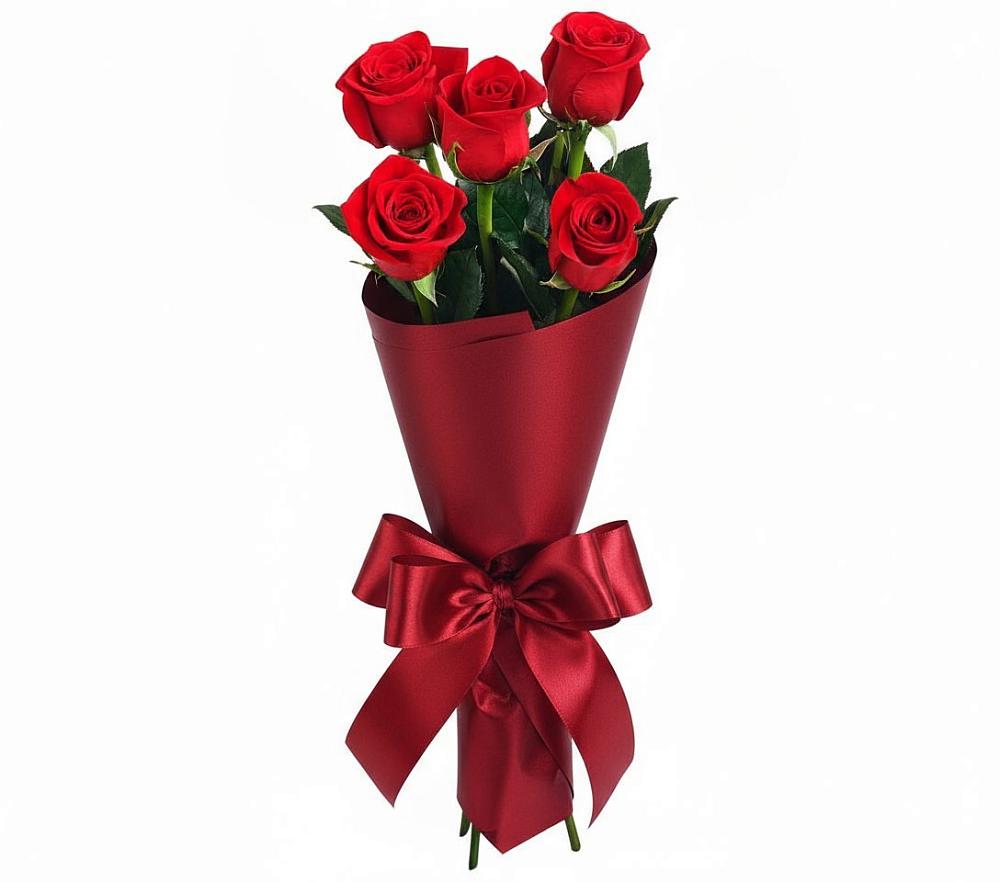 Букет 5 Красных роз Эдлесс Лав в Старокорсунской