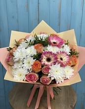 Букет цветов из:  Розы, Герберы и Хризантемы в Старокорсунской