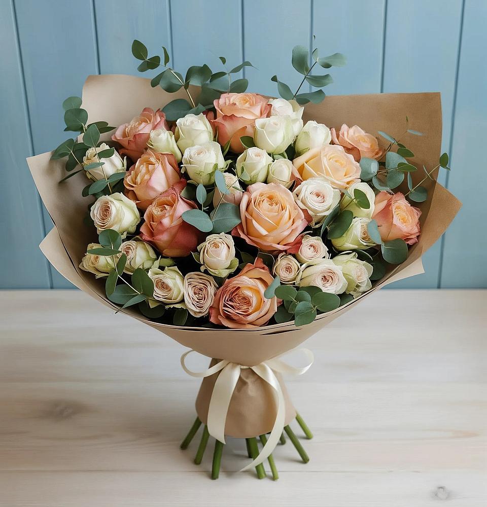 Букет цветов из: Альстромерии и Розы в Старокорсунской