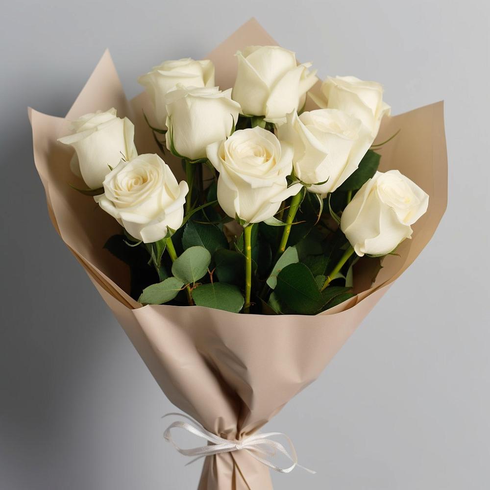 Букет 9 Белых роз Эдлесс Лав в Старокорсунской