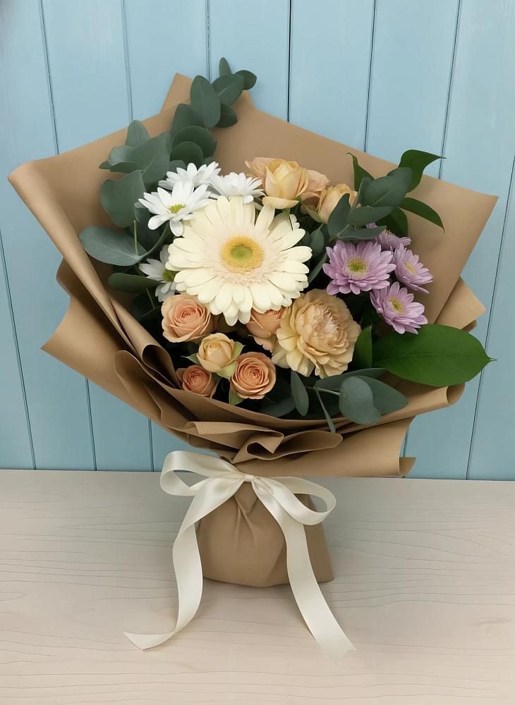 Букет цветов из: Герберы и Хризантемы в Старокорсунской