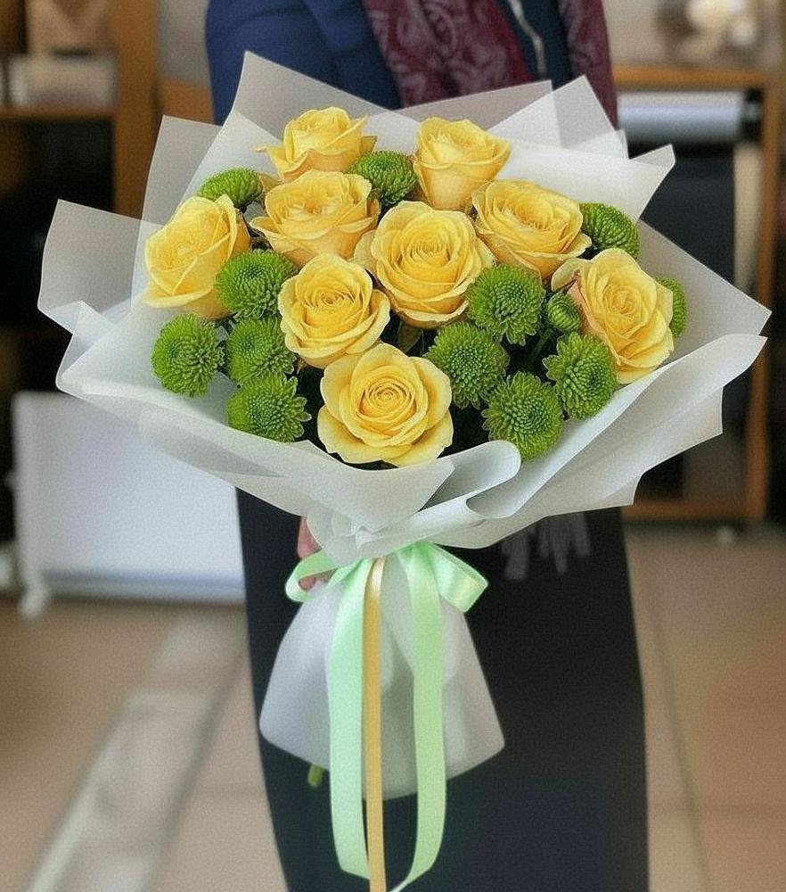 Букет цветов из: Хризантемы и Розы в Старокорсунской