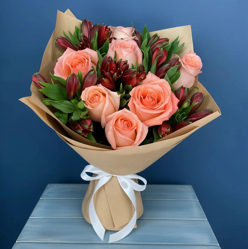 Букет цветов из: Розы и Альстромерии в Старокорсунской