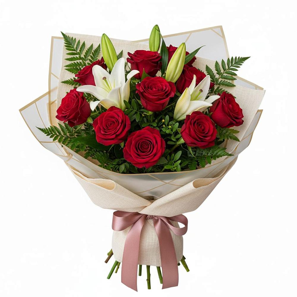 Букет цветов из: Лилии и Розы в Старокорсунской