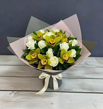 Букет цветов из:  Орхидеи и Розы в Старокорсунской