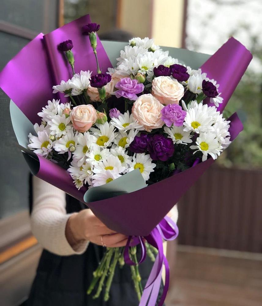 Букет цветов из: Хризантемы, Гвоздики и Розы в Старокорсунской