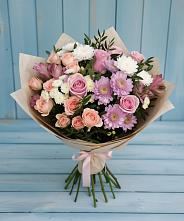 Букет цветов из:  Хризантемы, Розы и Альстромерии в Старокорсунской