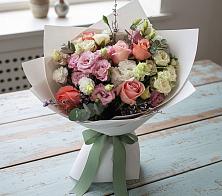 Букет цветов из:  Розы, Лизиантусы и Гвоздики в Старокорсунской