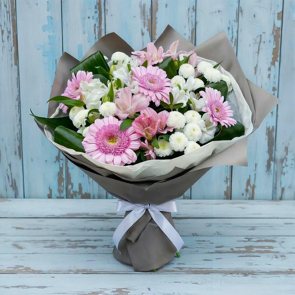 Букет цветов из: Герберы, Альстромерии и Хризантемы в Старокорсунской