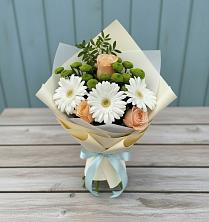 Букет цветов из:  Герберы, Розы и Хризантемы в Старокорсунской