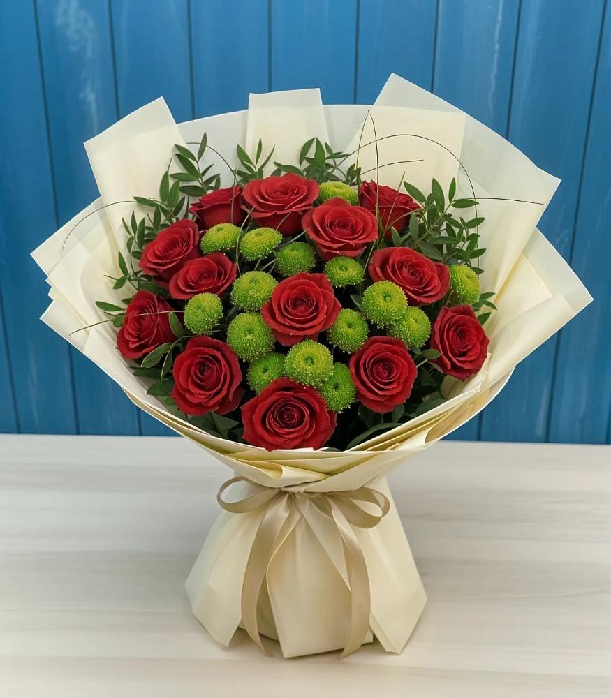 Букет цветов из: Розы и Хризантемы в Старокорсунской