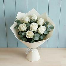 Букет Белые розы в Эвкалипте в Старокорсунской