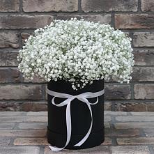 Цветочная композиция из Гипсофила в шляпной коробке в Старокорсунской
